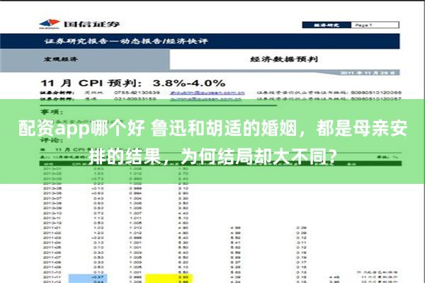 配资app哪个好 鲁迅和胡适的婚姻，都是母亲安排的结果，为何结局却大不同？