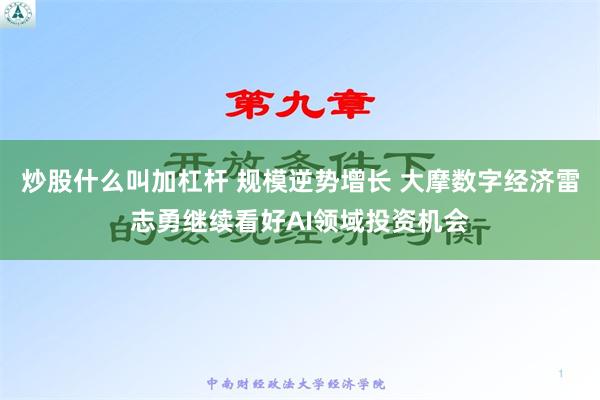 炒股什么叫加杠杆 规模逆势增长 大摩数字经济雷志勇继续看好AI领域投资机会