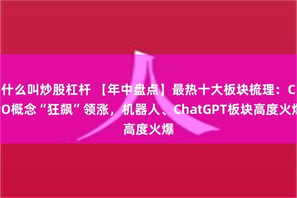 什么叫炒股杠杆 【年中盘点】最热十大板块梳理：CPO概念“狂飙”领涨，机器人、ChatGPT板块高度火爆